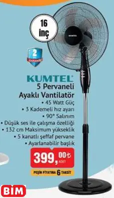 KUMTEL 5 PERVANELİ AYAKLI VANTİLATÖR KUMTEL 5 PERVANELİ AYAKLI VANTİLATÖR